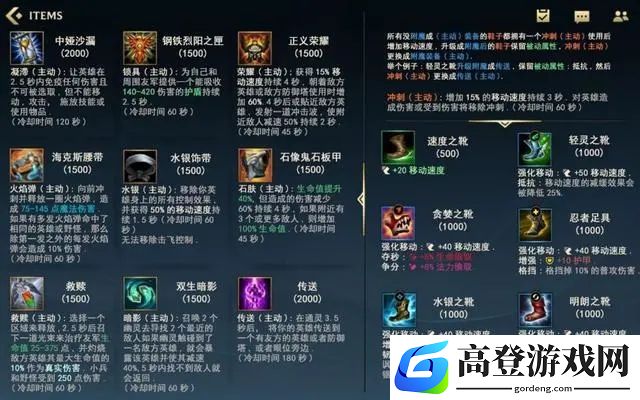 lol手游装备翻译合成表大全